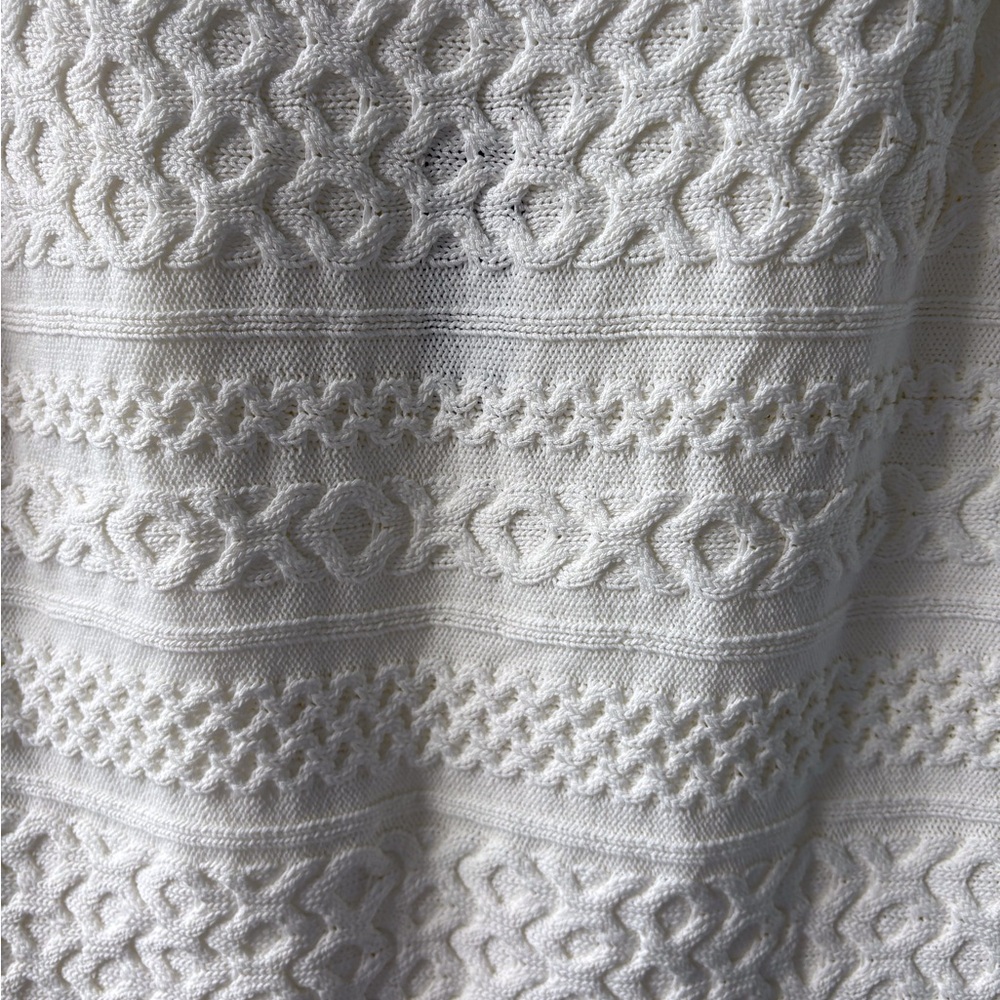 WHBM XL Ecru Top Cap Sleeves Cable Knit Design NWT Office Career Party Cruise - Picture 5 of 12